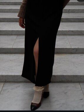 Mimz Black Skirt with Front Slit